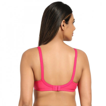 Generic Women's Cotton Blend Mother Care Full Coverage Feeding Bra Non Padded (Dark Pink)