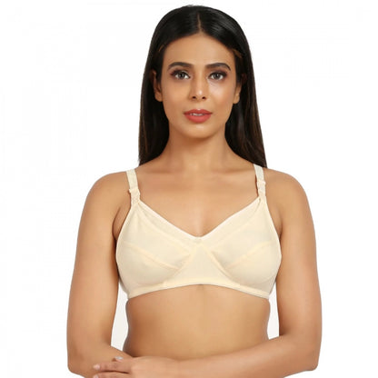 Generic Women's Cotton Blend Mother Care Full Coverage Feeding Bra Non Padded (Skin)