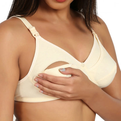 Generic Women's Cotton Blend Mother Care Full Coverage Feeding Bra Non Padded (Skin)