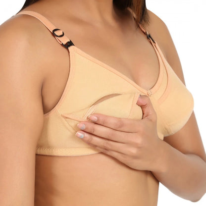 Generic Women's Cotton Blend Mother Care Full Coverage Feeding Bra Non Padded (Sandalwood)