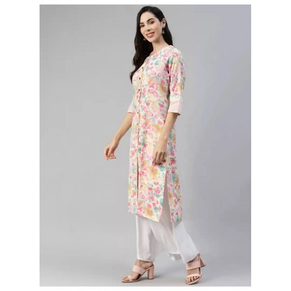 Generic Women's Cotton Printed  Straight Kurti (Multicolor, Cotton)