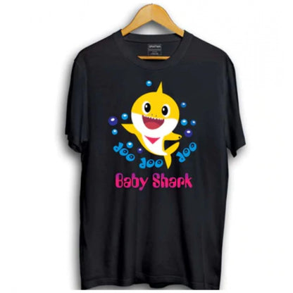 Generic Boys Cotton Baby Shark Half Sleeve TShirt (Black)