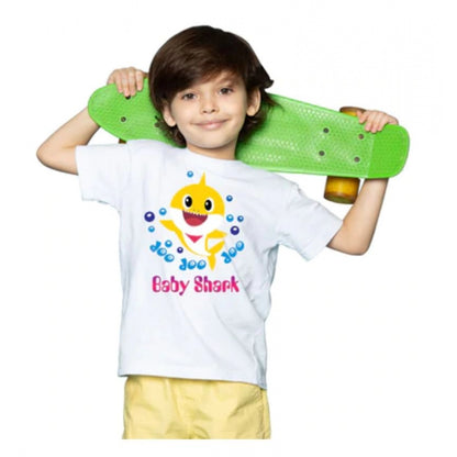 Generic Boys Cotton Baby Shark Half Sleeve TShirt (White)