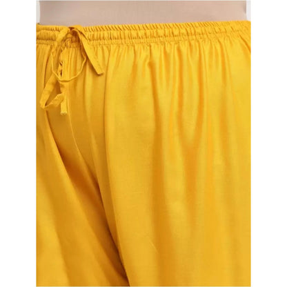 Generic Women's Plus Size Flared Fit Viscose Rayon Palazzo Trousers (Yellow)