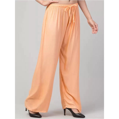 Generic Women's Plus Size Relaxed Fit Viscose Rayon Palazzo Trousers (Orange)