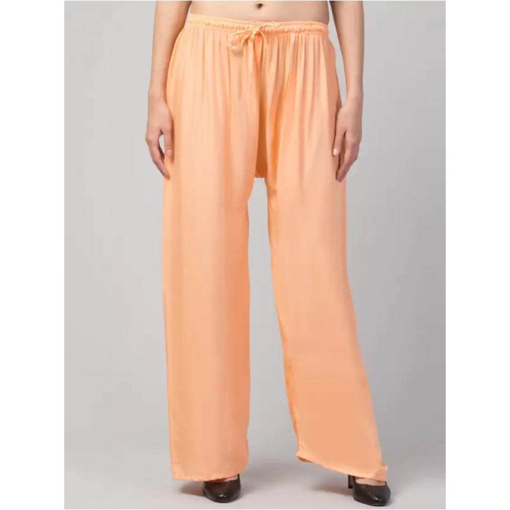 Generic Women's Plus Size Relaxed Fit Viscose Rayon Palazzo Trousers (Orange)