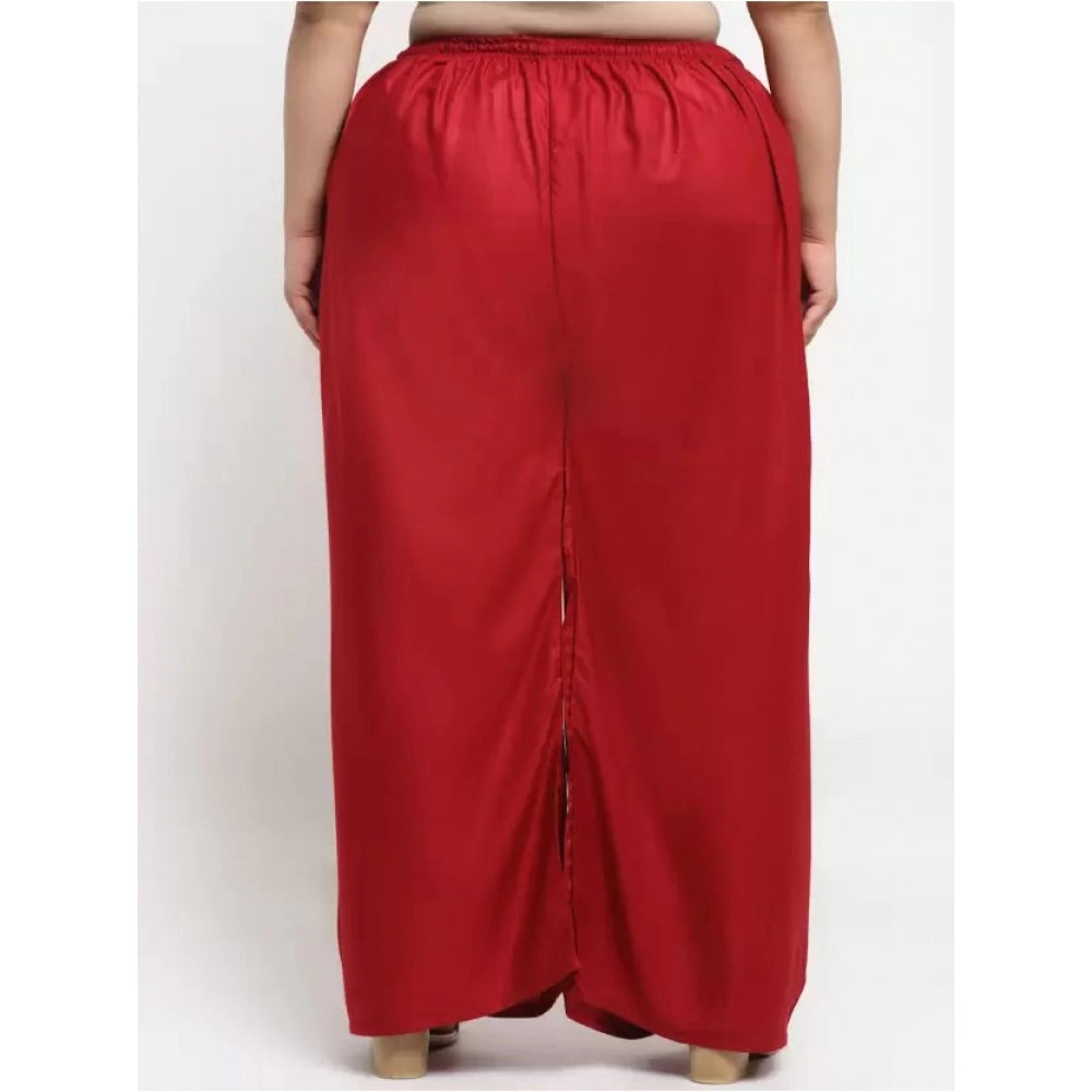 Generic Women's Plus Size Flared Fit Viscose Rayon Palazzo Trousers (Maroon)