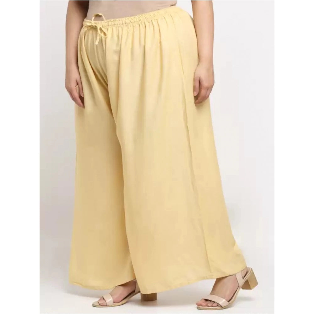 Generic Women's Plus Size Flared Fit Viscose Rayon Palazzo Trousers (Gold)