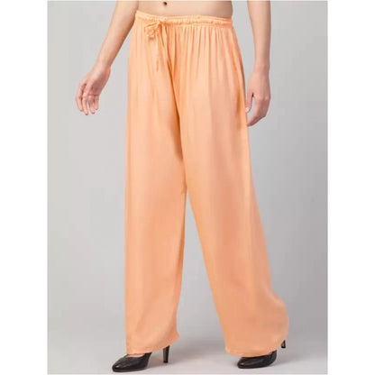 Generic Women's Plus Size Relaxed Fit Viscose Rayon Palazzo Trousers (Orange)