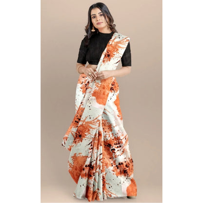 Generic Women's Joya Silk Saree with Blouse (Orange, 5-6 Mtrs)