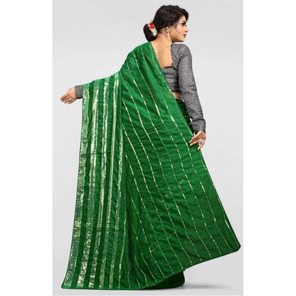 Generic Women's Vichitra Saree with Blouse (Green, 5-6 Mtrs)