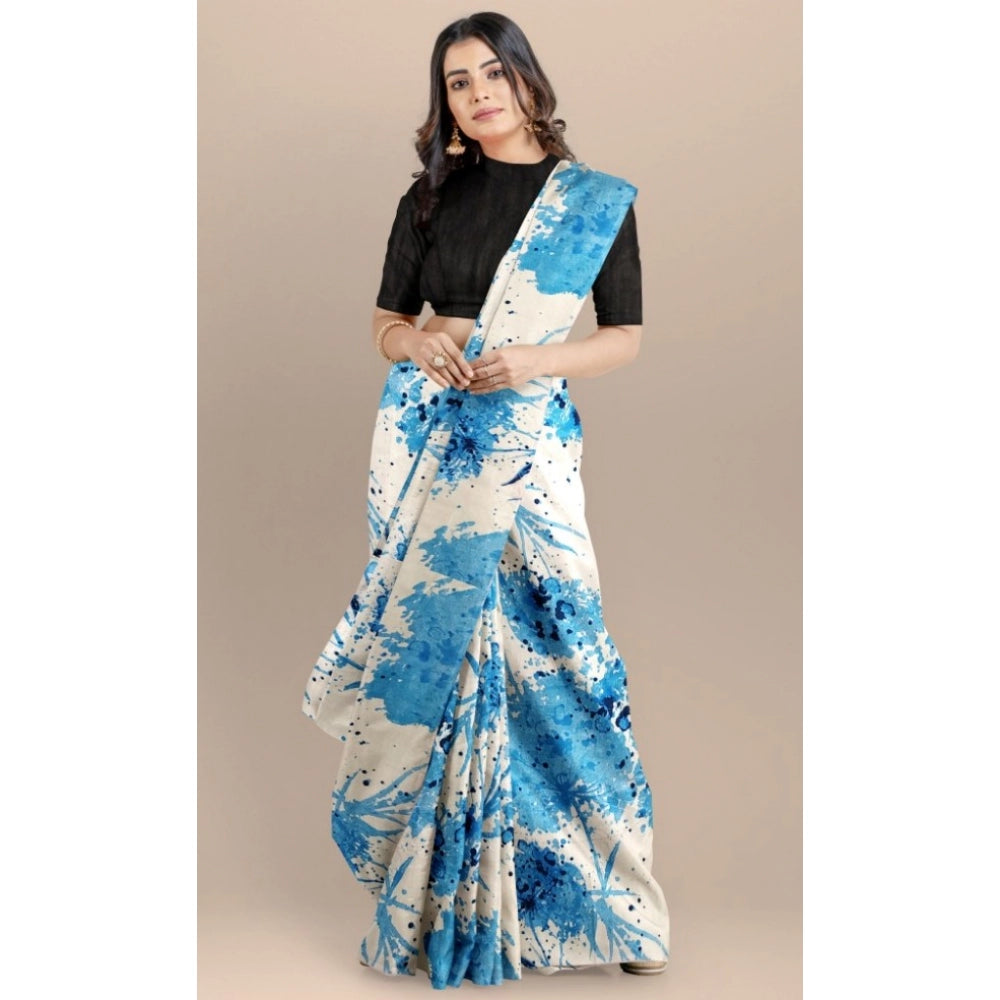 Generic Women's Joya Silk Saree with Blouse (Sky, 5-6 Mtrs)