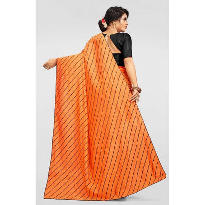 Generic Women's Vichitra Saree with Blouse (Orange, 5-6 Mtrs)