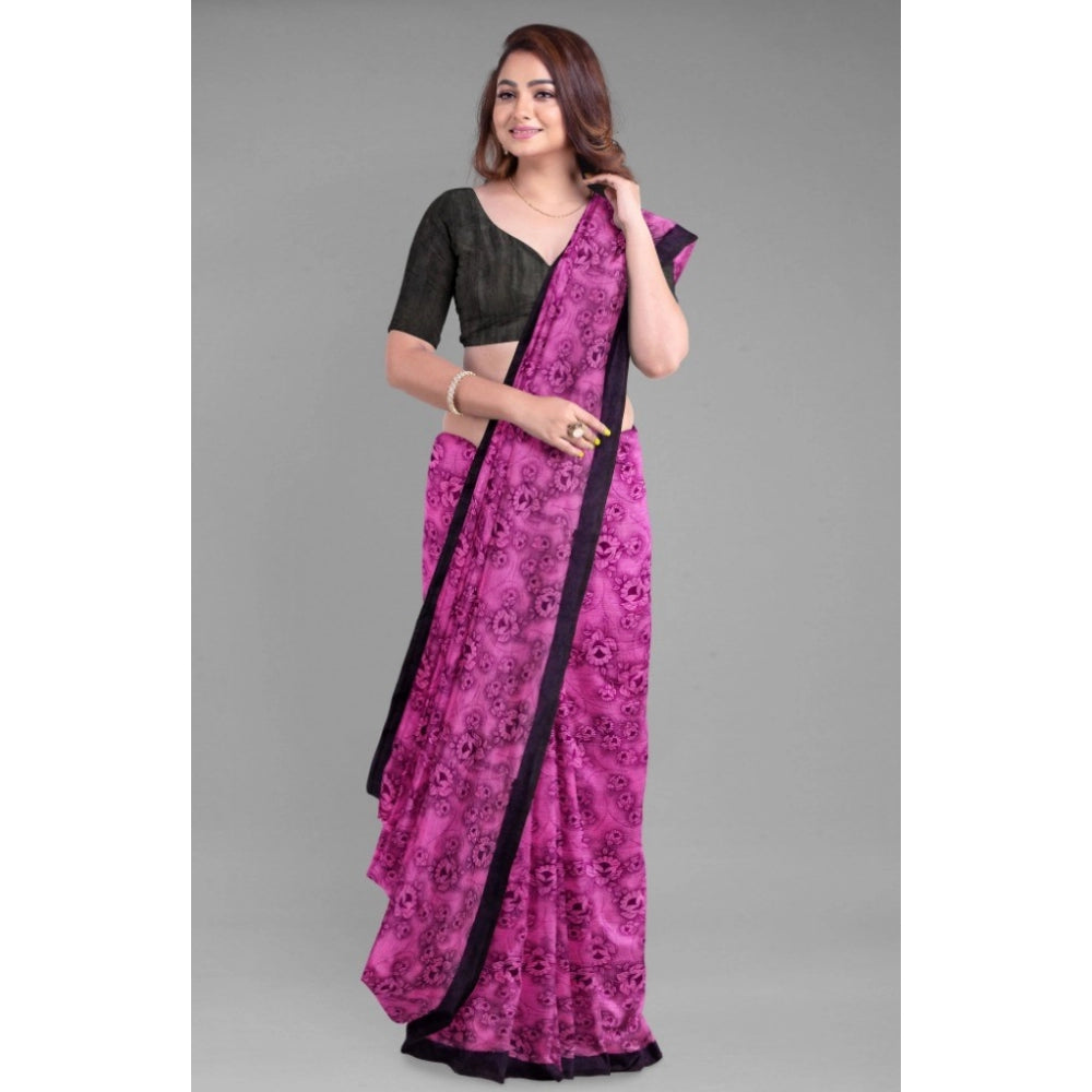 Generic Women's Super Line Saree with Blouse (Pink, 5-6 Mtrs)