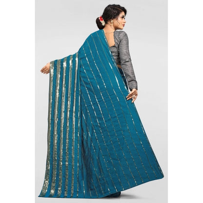 Generic Women's Vichitra Saree with Blouse (Rama, 5-6 Mtrs)