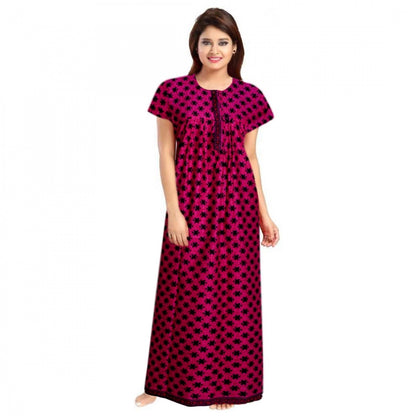 Generic Women's Cotton Printed Maxi Nighty (Pink)