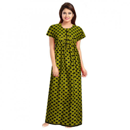 Generic Women's Cotton Printed Maxi Nighty (Green)