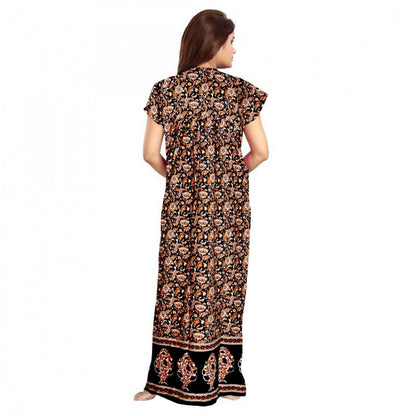 Generic Women's Cotton Printed Maxi Nighty (Brown)