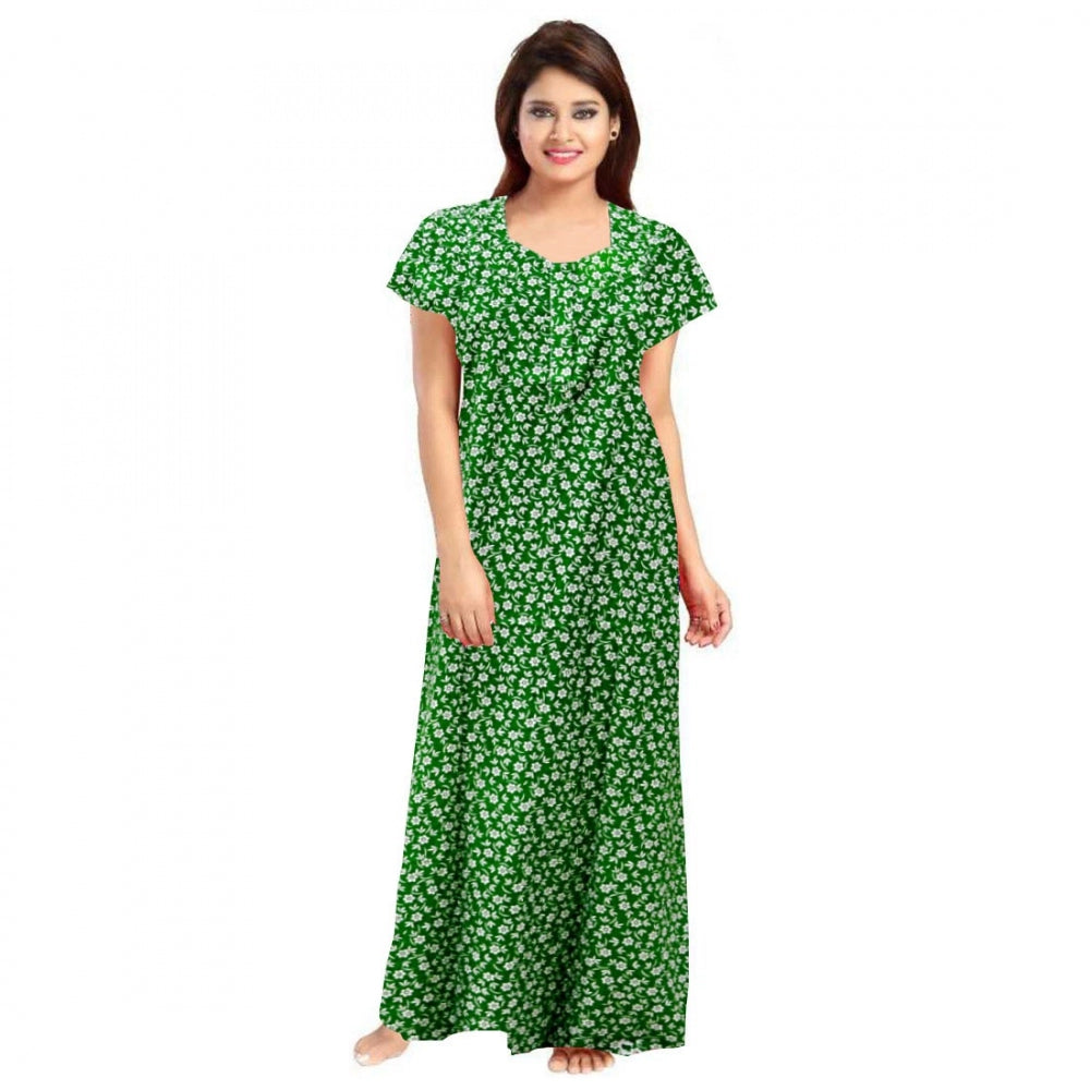 Generic Women's Cotton Printed Maxi Nighty (Green)