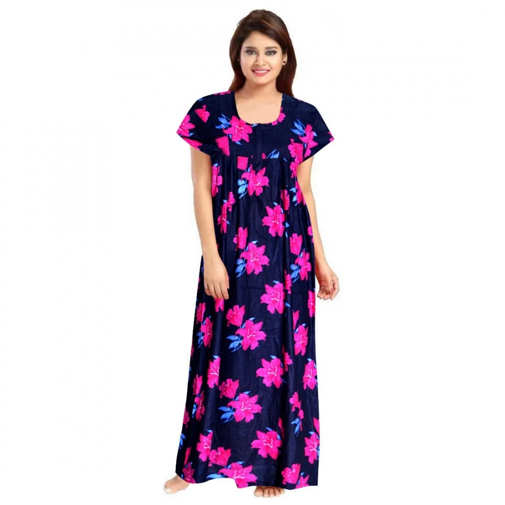 Generic Women's Cotton Printed Maxi Nighty (Pink)