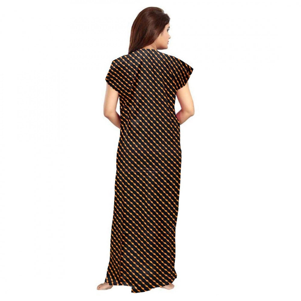 Generic Women's Cotton Printed Maxi Nighty (Brown)