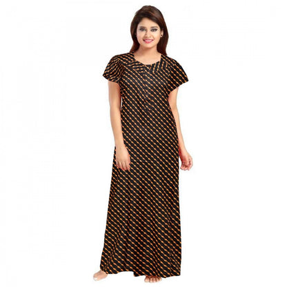 Generic Women's Cotton Printed Maxi Nighty (Brown)