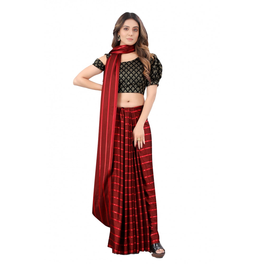 Generic Women's Satin Silk Saree with Blouse (Red, 5-6 Mtrs)