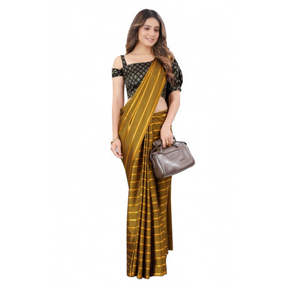 Generic Women's Satin Silk Saree with Blouse (Mustard, 5-6 Mtrs)