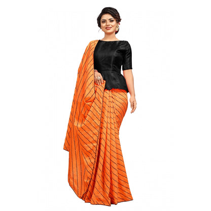 Generic Women's Vichitra Saree with Blouse (Orange, 5-6 Mtrs)