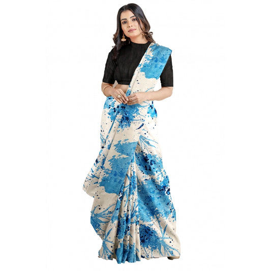 Generic Women's Joya Silk Saree with Blouse (Sky, 5-6 Mtrs)