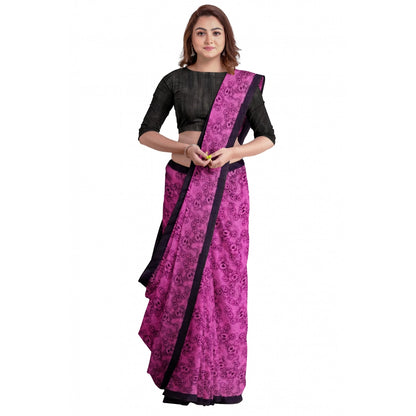 Generic Women's Super Line Saree with Blouse (Pink, 5-6 Mtrs)