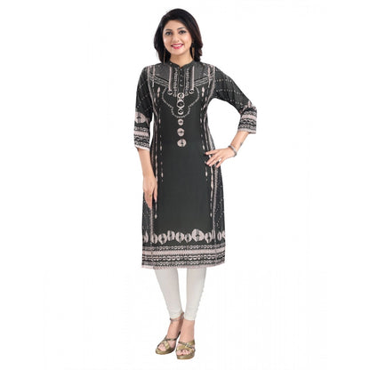 Generic Women's 3/4th Sleeve Masleen Tunic Long Kurti (Olive Green)