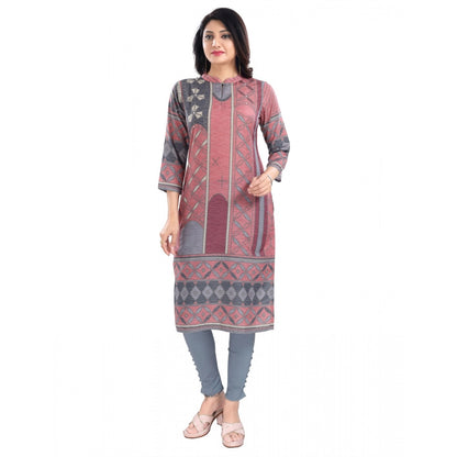 Generic Women's 3/4th Sleeve Masleen Tunic Long Kurti (Coral)