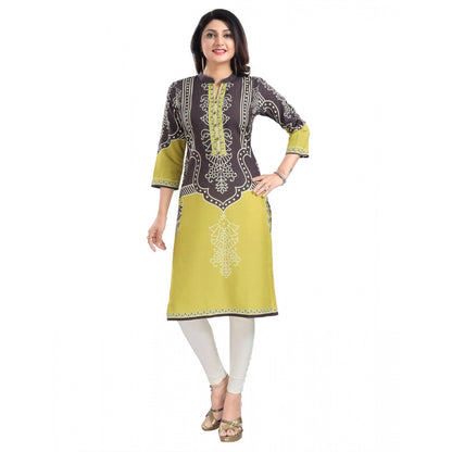 Generic Women's 3/4th Sleeve Cotton Blend Tunic Long Kurti (Multicolor)