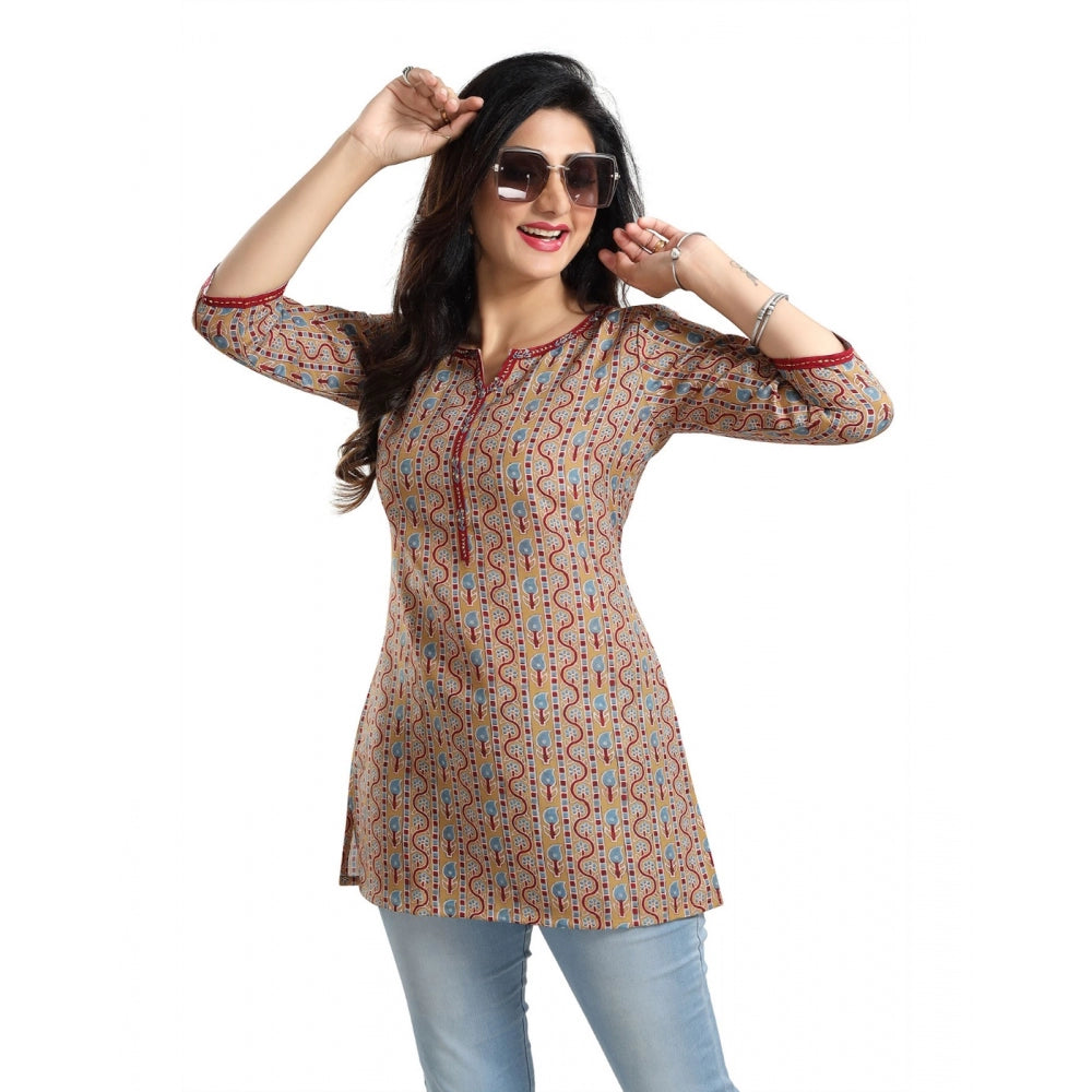 Generic Women's 3/4th Sleeve Viscose Blend Tunic Short Top (Multicolor)