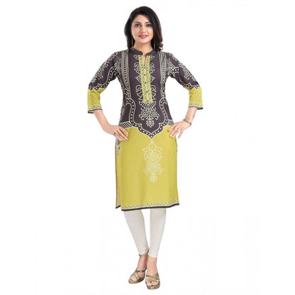 Generic Women's 3/4th Sleeve Cotton Blend Tunic Long Kurti (Multicolor)