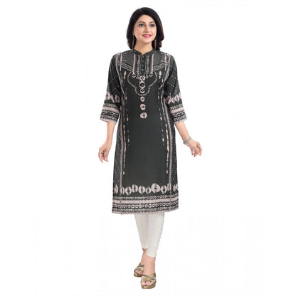 Generic Women's 3/4th Sleeve Masleen Tunic Long Kurti (Olive Green)