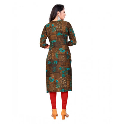 Generic Women's Rayon Foil Printed Straight Kurti (SeaGreen)