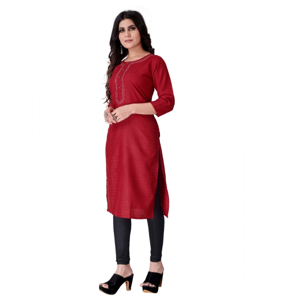 Generic Women's Cotton Mill Printed  Straight Kurti (Red)