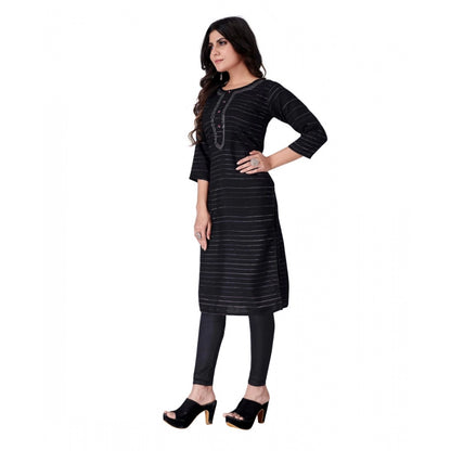 Generic Women's Cotton Mill Printed  Straight Kurti (Black)