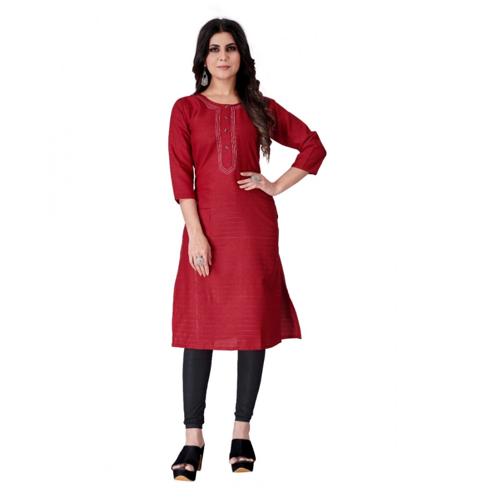 Generic Women's Cotton Mill Printed  Straight Kurti (Red)