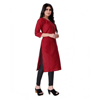 Generic Women's Cotton Mill Printed  Straight Kurti (Red)