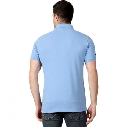 Generic Men's Half Sleeve Polo Collar Cotton T Shirt (Sky Blue)