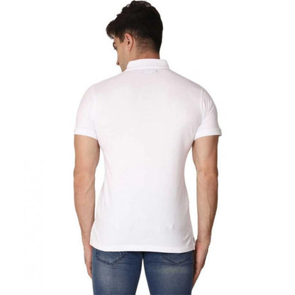 Generic Men's Half Sleeve Polo Collar Cotton T Shirt (White )