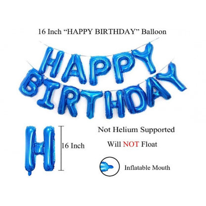 Generic 11Th Happy Birthday Decoration Combo With Foil And Star Balloons (Blue, Silver)