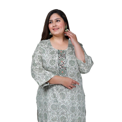 Generic Women's Office wear Golden Foil Capsule Straight Kurti (Green)