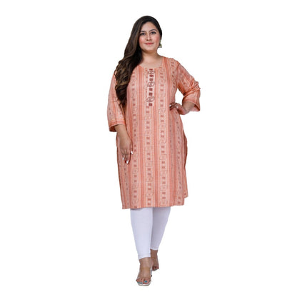 Generic Women's Office wear Golden Foil Capsule Straight Kurti (Orange)