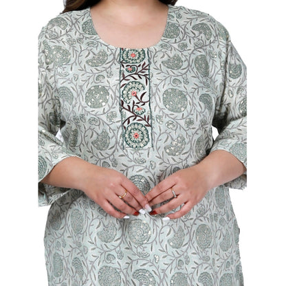 Generic Women's Office wear Golden Foil Capsule Straight Kurti (Green)