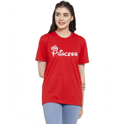 Generic Women's Cotton Blend Princess Printed T-Shirt (Red)