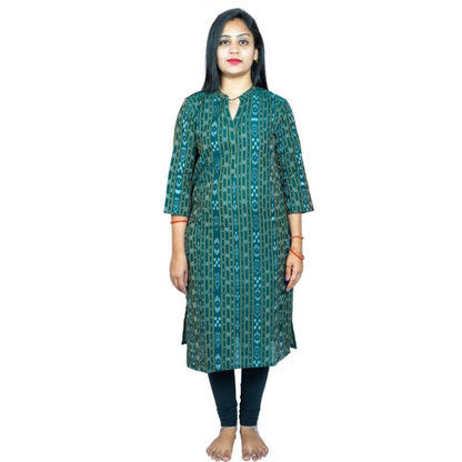 Generic Women's Sambalpuri Certified Handloom Pure Cotton Straight Kurti (Green)